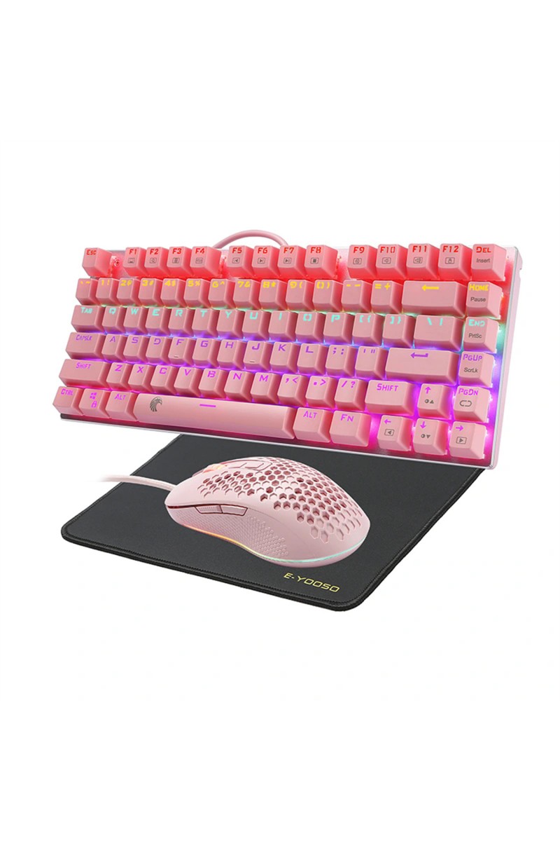 Wired Keyboard and Mouse Set with Mouse Pad 81 Key 