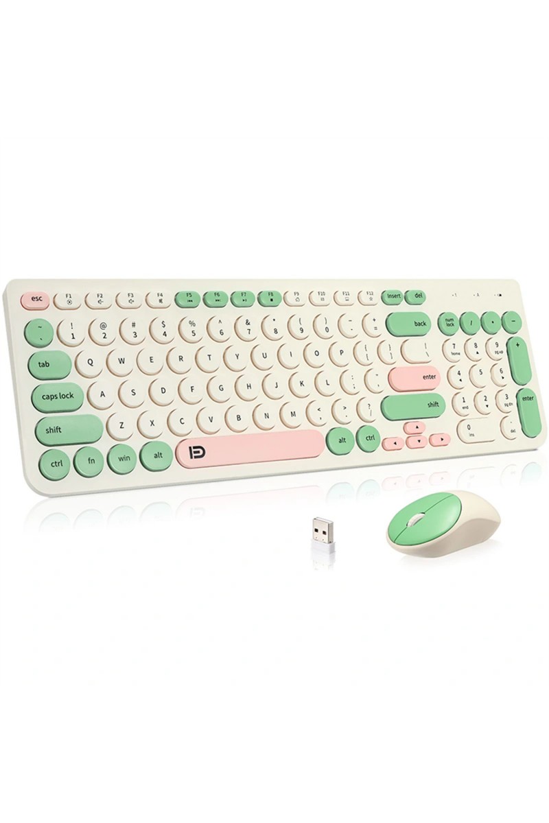 Wireless Keyboard and Mouse Combo Retro Typewriter 2.4GHz 