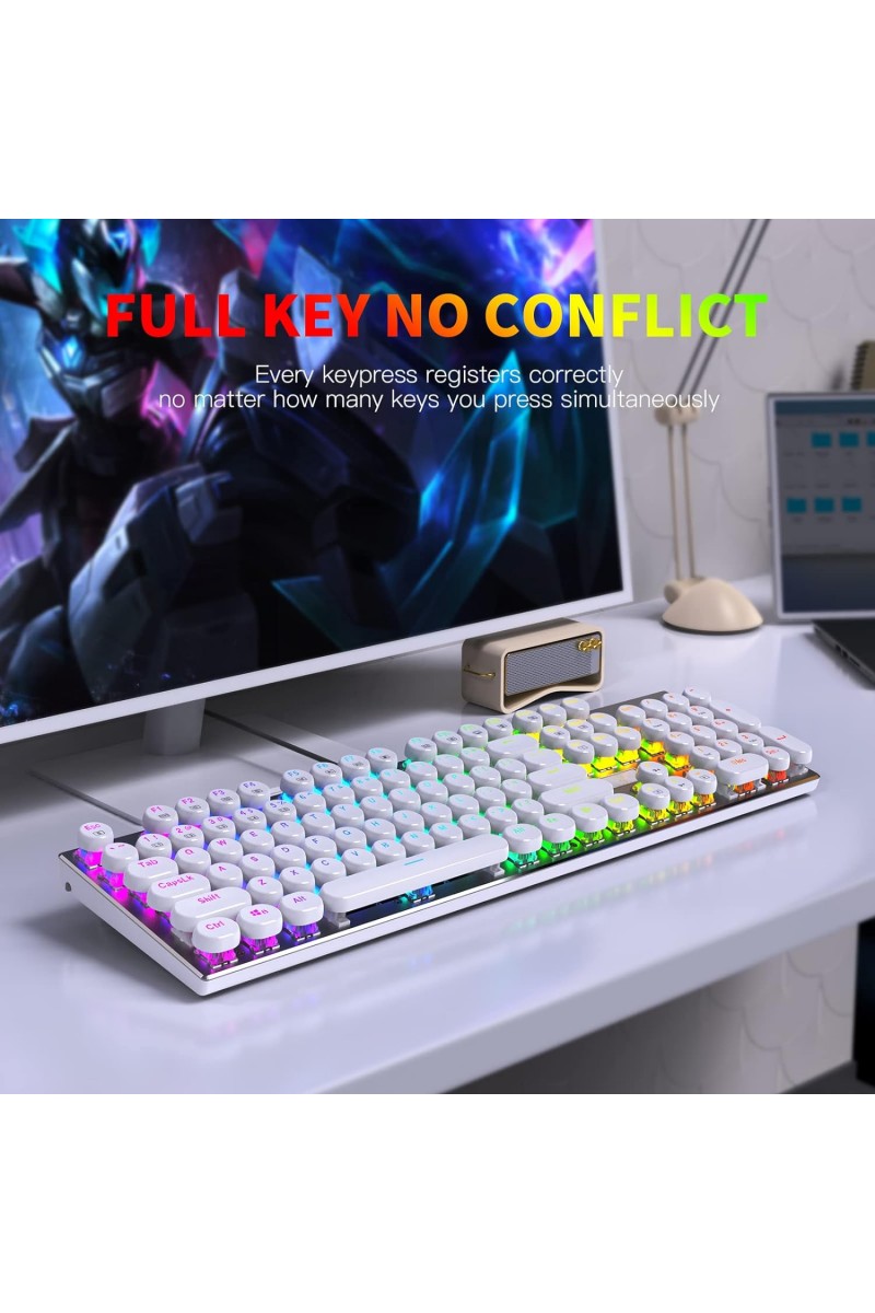 104 Keys Wired Typewriter Mechanical RGB Keyboard 